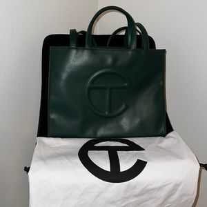 Medium Dark Olive Green Telfar Tote bag with duster bag